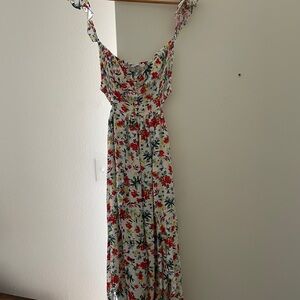 Lush Floral Maxi Dress with Red and white